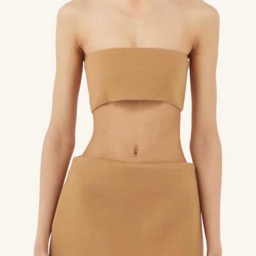 AEXAE WOOL Structured Bandeau Top in Tan